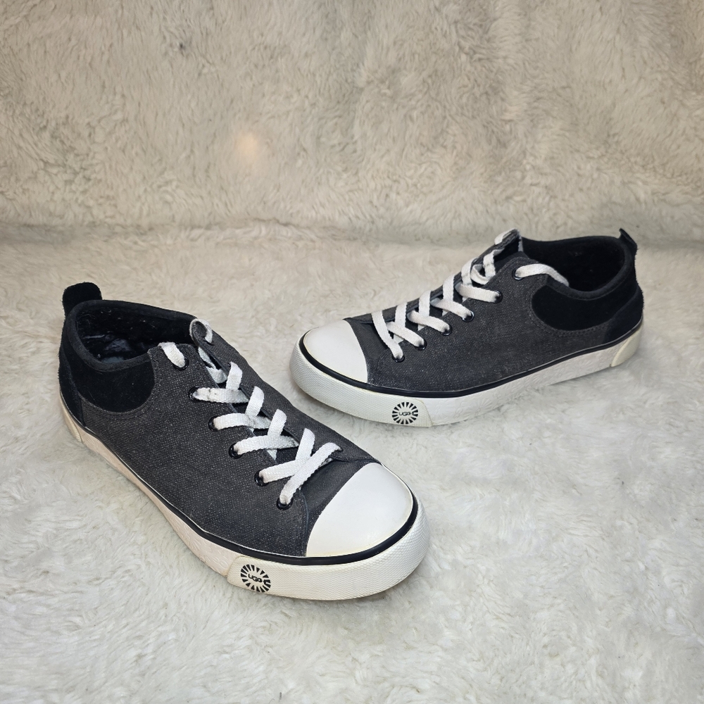 UGG Australia Evera Canvas Suede Sneakers Black Size 8